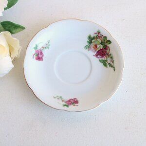 Vintage 1940s 1950s Tea Saucer, Made In Occupied Japan, Pink Rose China Plate